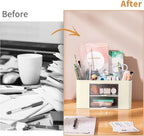 Marbrasse Pen Organizer with 2 Drawer, Desk Organizers and Accessories with 5 - Image 7