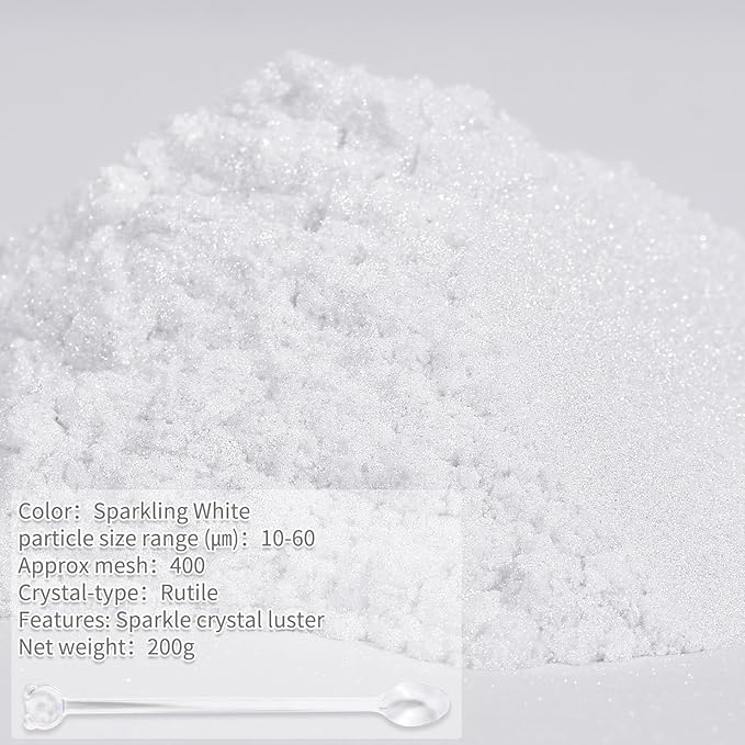 Mica Powder, 7.05OZ（200g）, Sparkling White Mica Powder Pigment - Image 2