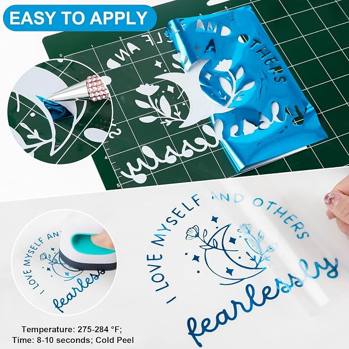VINYL FROG Blue Metallic Foil Heat Transfer Vinyl 12" x5ft Blue HTV Vinyl Roll - Image 3