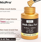 Nicpro Metallic Gold Fabric Paint, 8.45 Fl Oz Permanent Soft Fabric Paint - Image 4