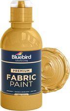 BLUEBIRD Fabric Paint, Light Gold, 8.5 Fl Oz, Permanent Fabric Paints by BluebirdArts