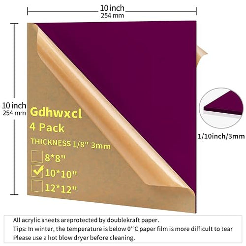 1/8 Thick 10 x 10 inch Acrylic Sheets - Image 2
