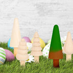 jojofuny Unfinished Wooden Tree Toys 10Pcs Set Small 2.34In DIY Painting Craft - Image 7
