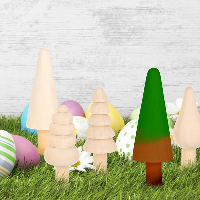 jojofuny Unfinished Wooden Tree Toys 10Pcs Set Small 2.34In DIY Painting Craft - Image 7