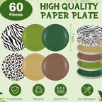 Funnymoom 60 Pcs 7 Inch Jungle Safari Paper Plates Forest Animal Plates - Image 2