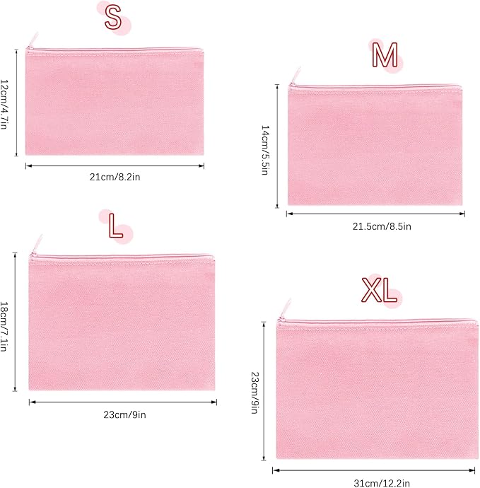 12 Pieces Cotton Canvas Makeup Bag, Blank DIY Craft Bag - Image 7