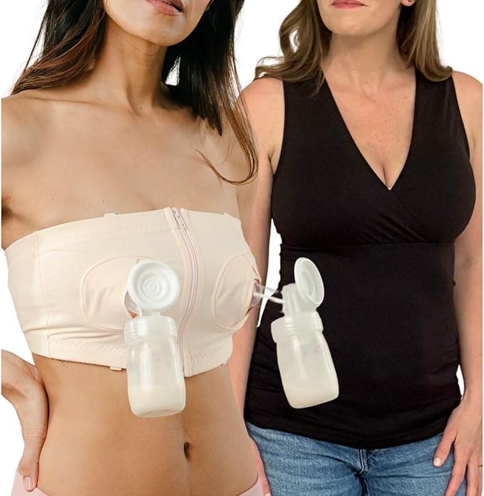 Hands-Free Pumping Bra - Comfortable, Adjustable, Customizable - Converts Nursing Bra or Maternity Bra to Breast Pump Bra
