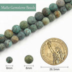 6mm Matte African Turquoise Bead, 15-Inch Matte Round Loose Stone Beads - Image 3