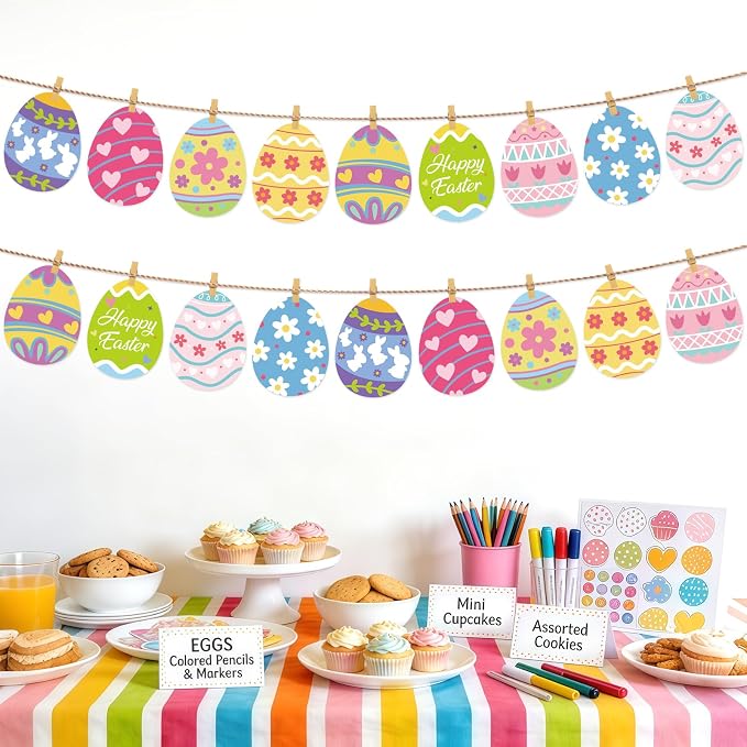 54Pcs Easter Egg Cutouts, Spring Classroom Bulletin Board Decorations, - Image 6