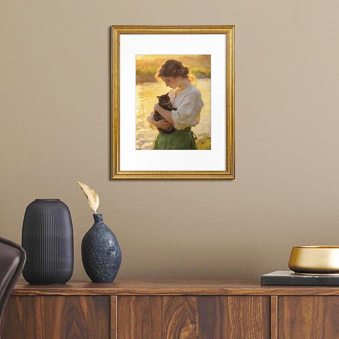 upsimples Vintage 11x14 Picture Frame, Antique Gold Frame Displays 8x10 - Image 6