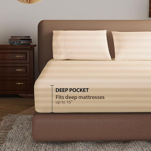 100% Egyptian Cotton Fitted Sheet Twin-XL/Split King Size, 600 Thread Count - Image 2