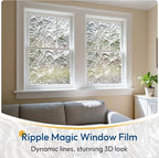 rabbitgoo Frosted Glass Window Privacy Film, Wave Pattern, 35.4" x 157.4" | - Image 9
