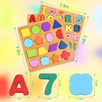 Alphabet Wooden Puzzles for Toddlers 3-5, Number and Shape Puzzle, Preschool - Image 2