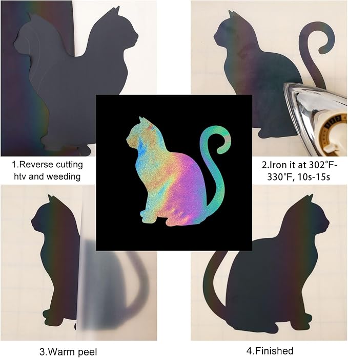 FUNKAKA Heat Transfer Vinyl Reflective Rainbow HTV Roll - Image 6