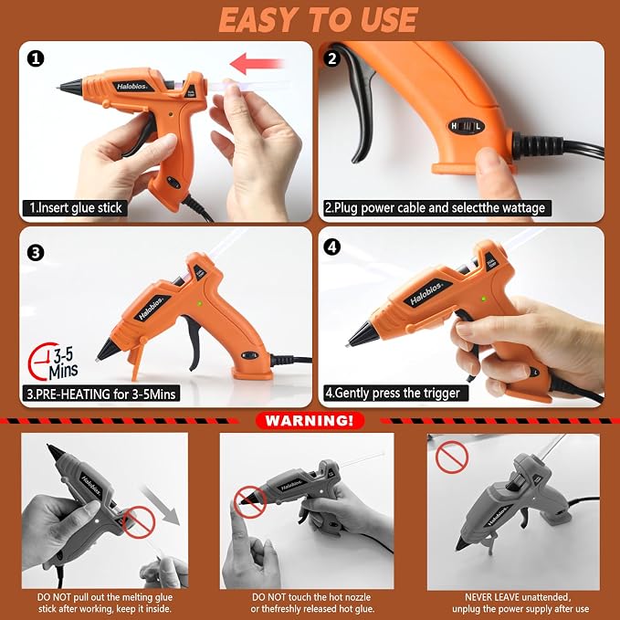 Hot Glue Gun Dual Temp with 32 Glue Sticks, Quick Preheat Hot Glue Gun - Image 7