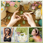 FINGERINSPIRE 20PCS Small Crochet Leaves Handmade Green Leaf Embellishments - Image 5