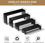 4 Set Black Wooden Tiered Riser Display Stands - Image 8