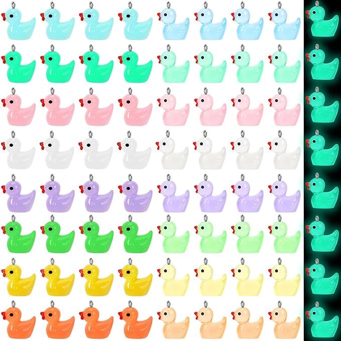 Augshy 64Pcs Mini Resin Duck Charms, Luminous Duck Beads by Augshy
