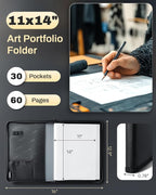 AUROTIER Fireproof Art Portfolios 11"x14" 30 Pockets Display 60 Pages - Image 5