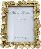 1PCS 6x8Inch Ginkgo Picture Frame | Bright Gold, Wall Tabletop Use, Fits 6x8 by LONGXINTRADING
