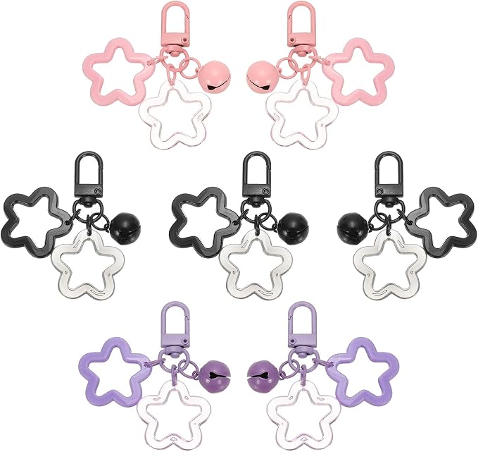 PATIKIL Star Keychain, Candy Color Acrylic Pentagram Keychain Stars Charms Bell by PATIKIL