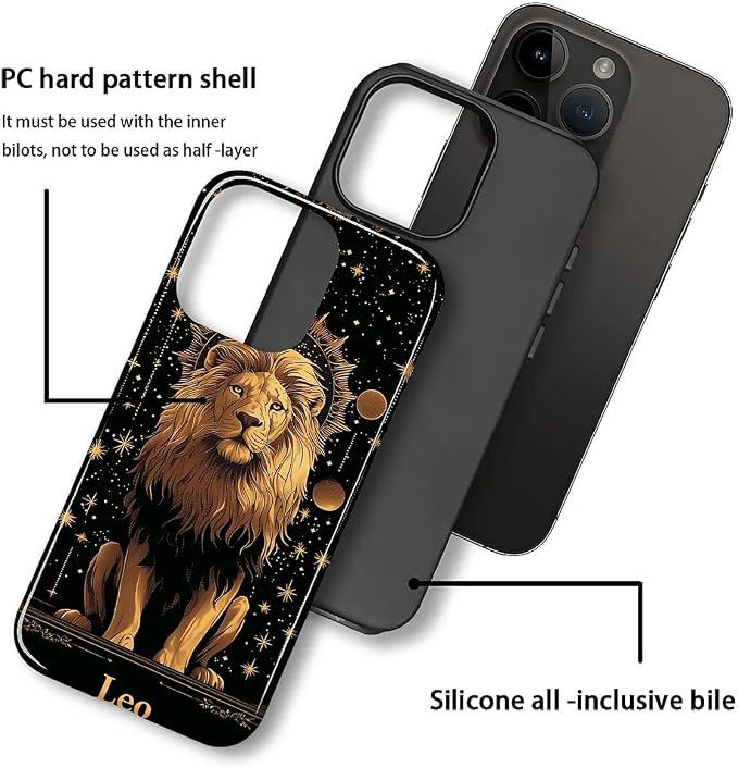 ZHEGAILIAN Case for iPhone 14 Pro, Galaxy Lion Gold Durable Shockproof Silicone - Image 2