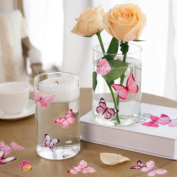 Imeepa 40Pcs Pink Butterfly Stickers Transparent Scrapbooking Stickers | PET - Image 5