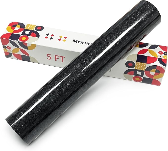 Black Glitter Heat Transfer Vinyl, Glitter Iron-On by Unknown