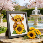 INFUNLY Sunflower Cow Needle Embroidery Kit 9.4" Square Punch Needle Kit - Image 5