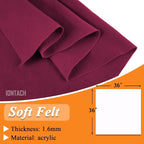 IONTACH 36" X 36" Burgundy Soft Felt Fabric 1.6mm Thick | Felt Sheets - Image 3