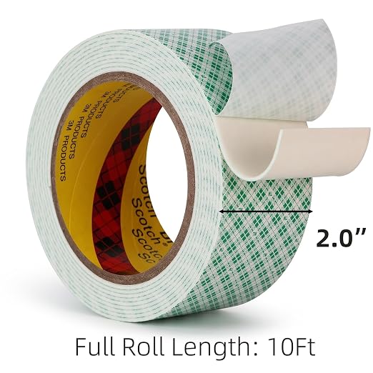 3M Double Sided Foam Tape 2" x 10Ft 2 Pack White | Double Coated Urethane - Image 3