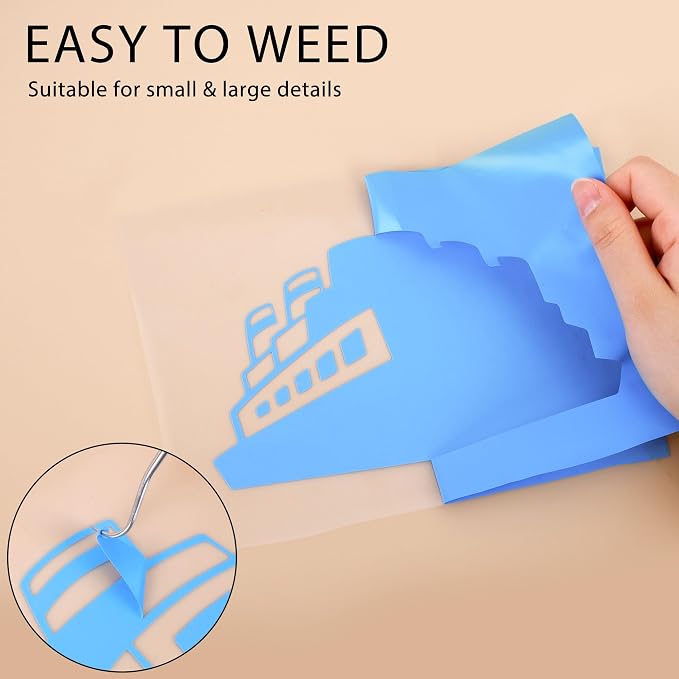 RENLITONG Sky Blue Iron on Vinyl 12Inch by 50ft Roll Heat Transfer Vinyl - Image 4