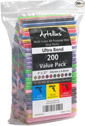 200 Pack Color Hot Glue Sticks. Variety Colored Glue Gun Stick. Hot Melt by Artellius