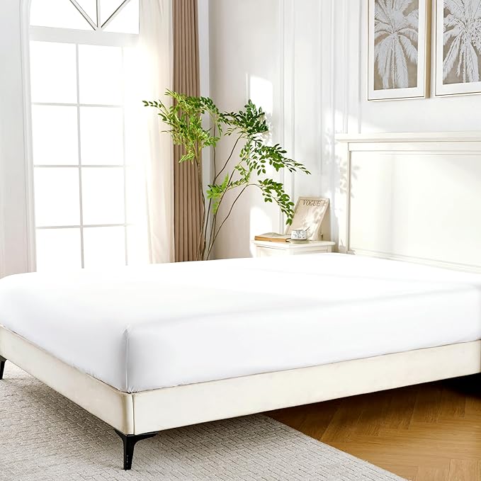 ROSE&RISY White King Fitted Sheet, Soft and Breathable - Image 2