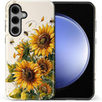 for Samsung Galaxy S23 FE Case, Sunflowers Bees Pattern Glossy 2 in 1 - Image 2