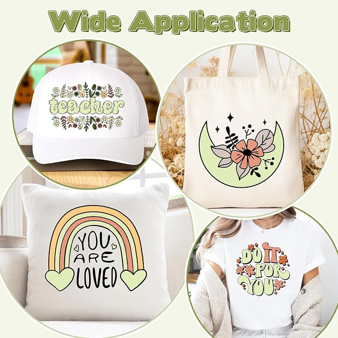 HTVSTD Tea Green Boho HTV Heat Transfer Vinyl 8pcs 12×10in Iron on Vinyl | - Image 4