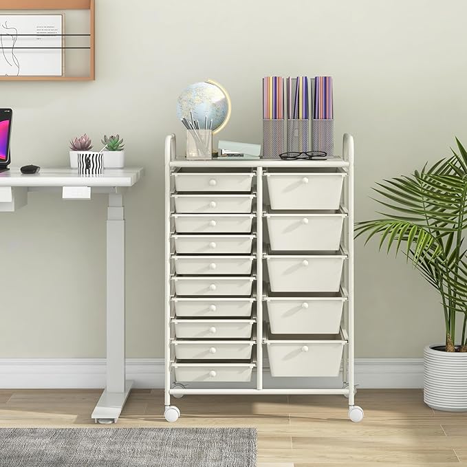 Giantex 15 Drawers Rolling Cart, Classroom Organizers, Storage Cart - Image 2