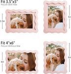 4x6 Picture Frame with Mat for 3.5x5, Wavy Edge Wooden Real Glass Photo Frame - Image 3