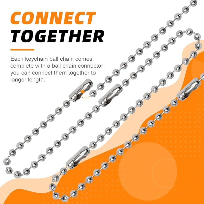 200 pcs 100 mm Long Bead Connector Clasp Ball Chains Keychain Tag Keychain Ball - Image 4