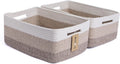 Large Storage Baskets for Shelves, Closet Organizers Bins for Clothes Blanket Towels, Baby Nursery, Toy Baskets Box, Woven Rope Baskets, 17 x 13 x 7.5”, 2 Packs Gradient Brown