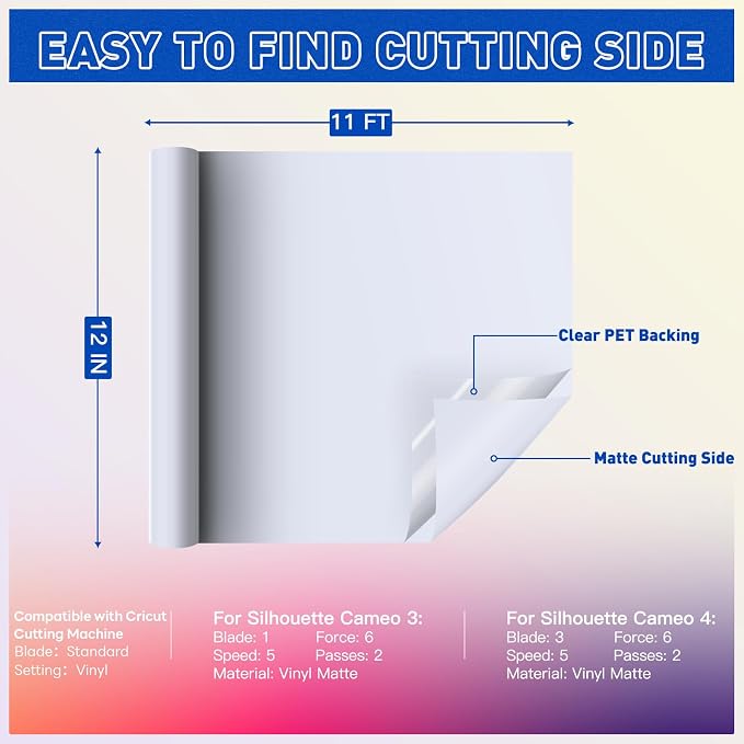 HTVRONT White Permanent Vinyl, Silhouette, Scrapbooking, Die Cutters - Image 6