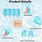 Popsicles Molds, Reusable Silicone Ice Pop Cream Cakesicle Maker Mold 4 Cavities - Image 3