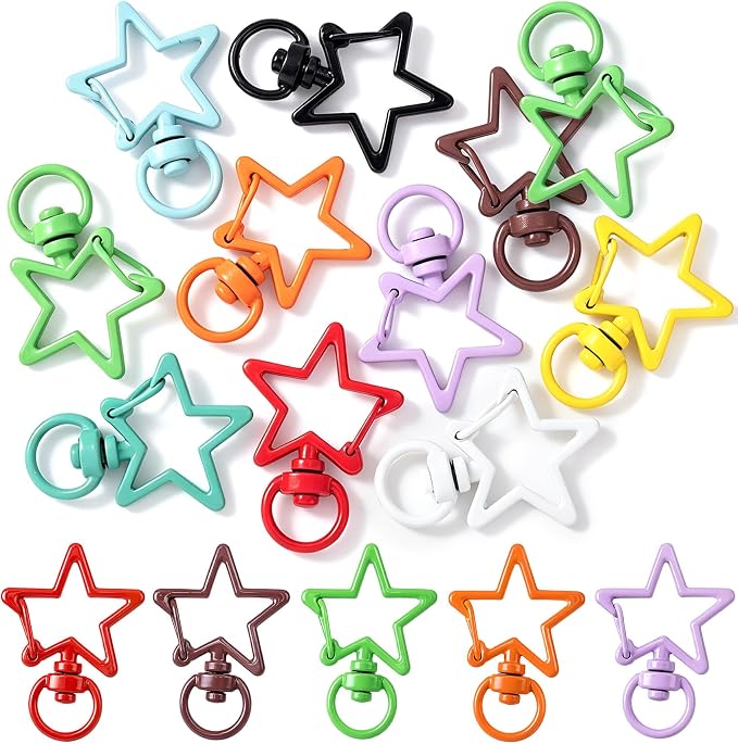 10 PCS Star Swivel Keychain Clasps, Colorful Swivel Lobster Clasp | Alloy Heavy by Isslly
