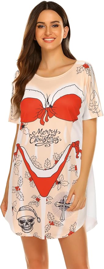 Ekouaer Women's Bikini Shirt Cover Up Short Sleeve Cute Bikini Print Cover-Up - Image 3