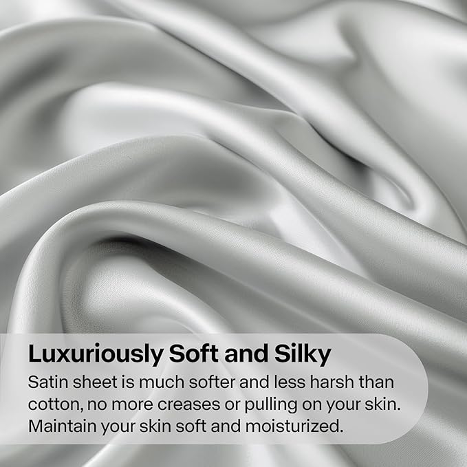 BEDELITE Satin Fitted Sheet and Pillowcase Set, Luxury Soft Similar to Silk - Image 3
