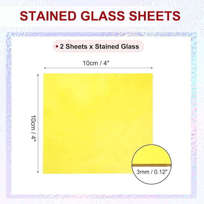 PATIKIL 4 x 4 Inch Transparent Stained Glass Sheets, 2 Sheets Mosaic Glass - Image 2