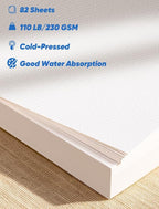 82 Sheets Watercolor Paper Bulk 5"x7", 110lb/230gsm Cold Press Thick Water - Image 6