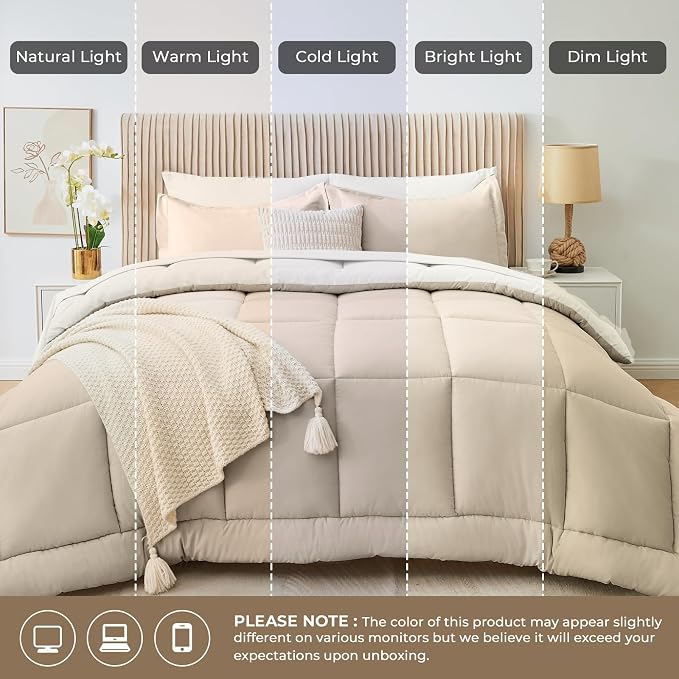 Sasttie King Size Comforter Set, 7 Pieces Reversible Bed in a Bag King - Image 7