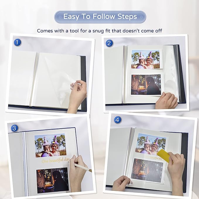 Popotop Large Photo Album Self Adhesive 4x6 5x7 8x10 Scrapbook Album DIY - Image 4