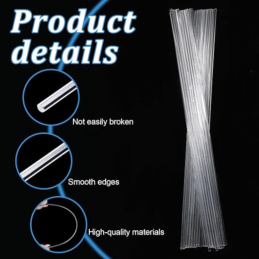 120 Pcs Clear Acrylic Rods, 2 mm 8 inch Diameter Acrylic Dowel Rods | Reusable - Image 3